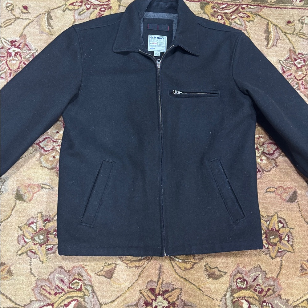 Old Navy Black men’s wool shorter coat - dry cleaned already